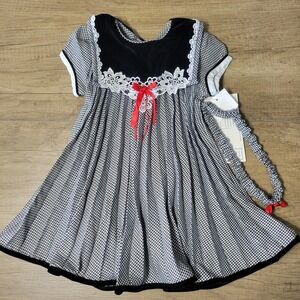 Youngland Toddler Girl Black/ White Dress With Velvet And Lace Collar Size 2 NWT